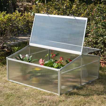 Gardenised Mini Greenhouse Flower Box, Plant Protector Garden Pot with Double Sided Roof QI003906